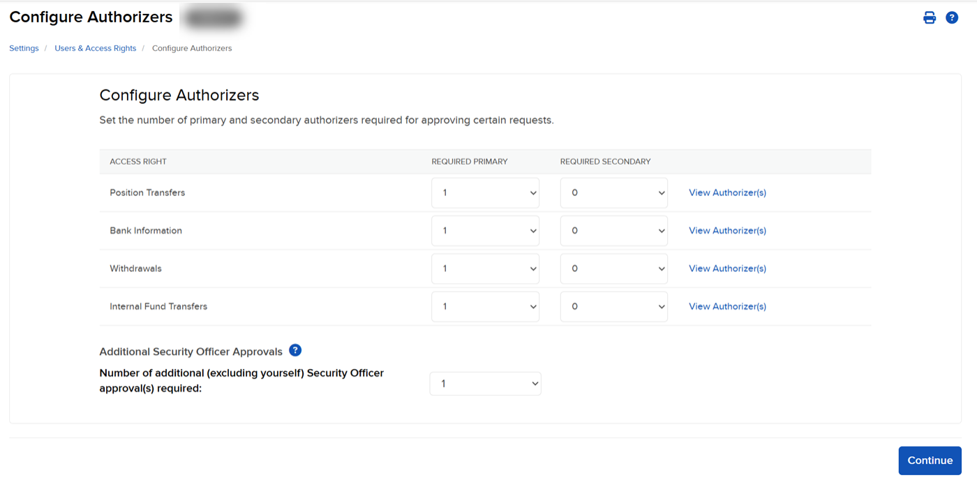 The configure authorized officer in portal panel. 
